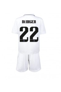 Fotbalové Dres Real Madrid Antonio Rudiger #22 Dětské Domácí Oblečení 2022-23 Krátký Rukáv (+ trenýrky)